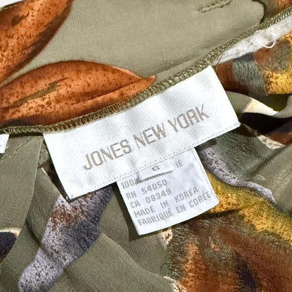 VTG 90s Jones New York Green Tropical Floral 100% Silk Vacation Maxi Skirt 6/S - Picture 8 of 8